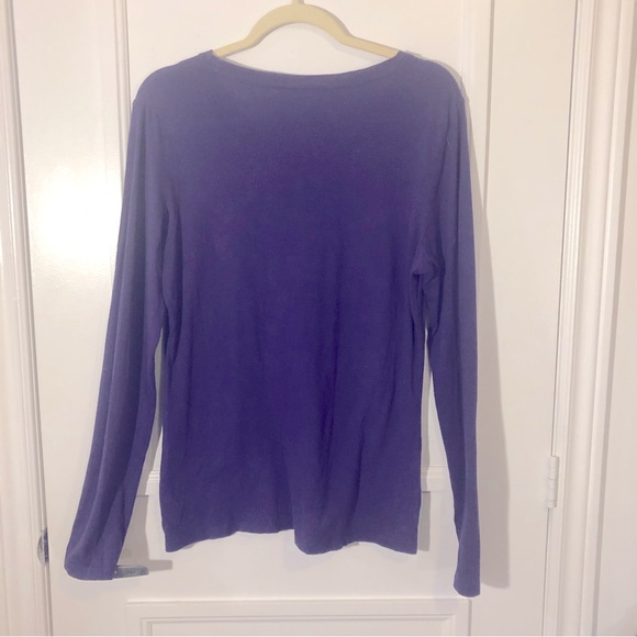 ROOTS Vintage 90s Top, Long Sleeved, Purple w/ Peace Sign, Women’s Size L - Picture 2 of 7